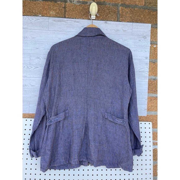 Flax By Jeanne Engelhart 100% Linen Textured Full Zip Up size small - Picture 6 of 7